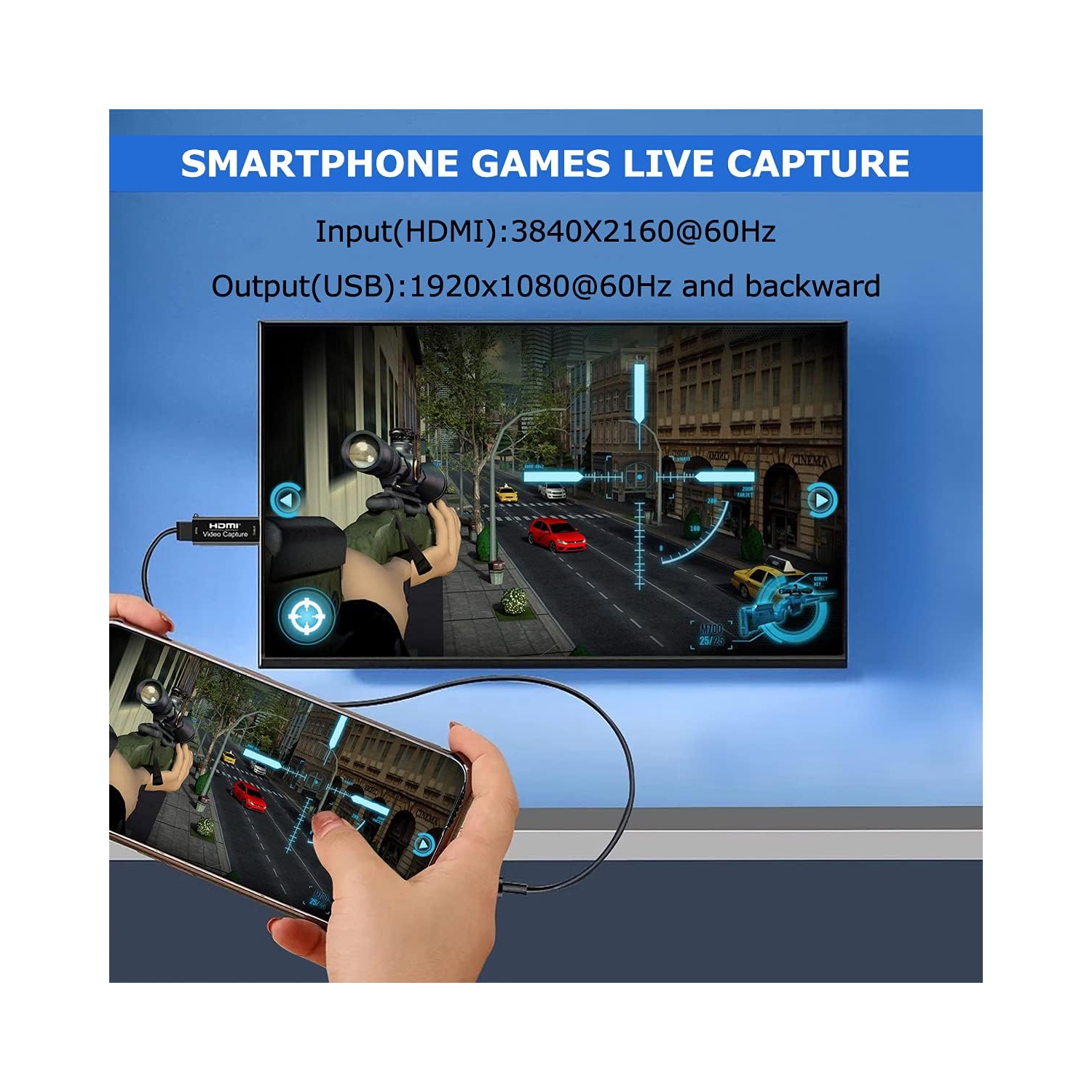 Carte de saisie vidéo HDMI 4K, carte de saisie vidéo Cam Link, adaptateur de saisie audio HDMI à USB 2,0 pour la diffusion en continu, la diffusion