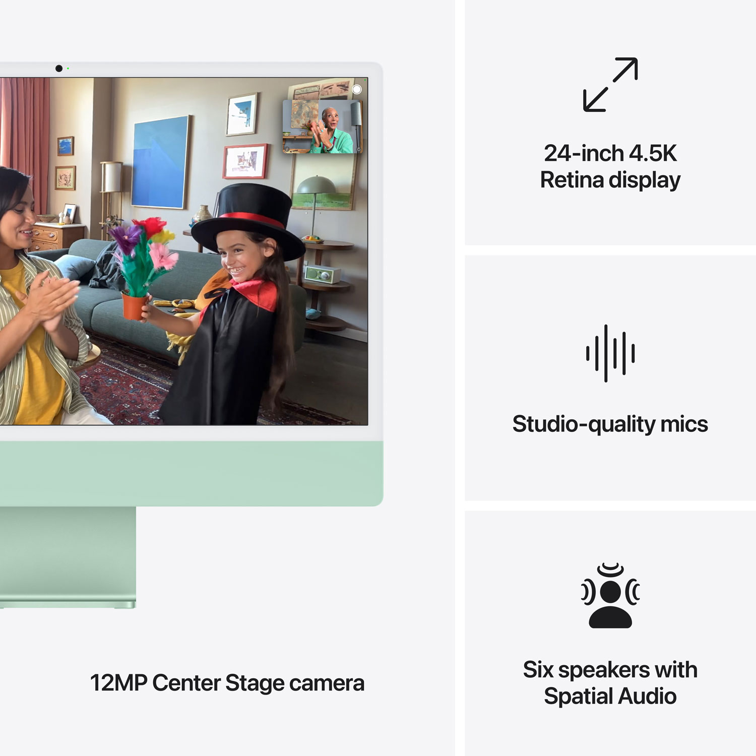 iMac de 24 po d'Apple - Vert (puce M4 d'Apple/processeur graphique 8 coeurs/RAM 16 Go/SSD 256 Go) - Français