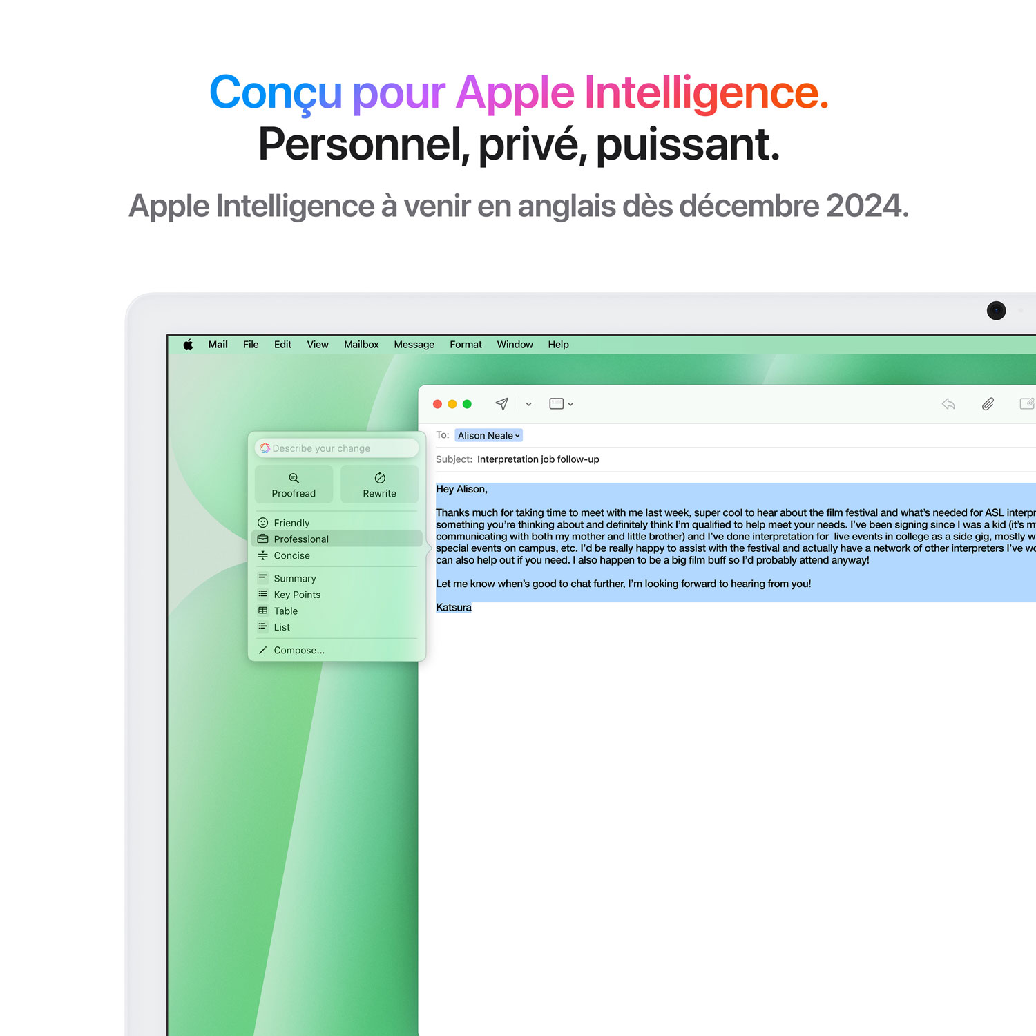 iMac de 24 po d'Apple - Vert (puce M4 d'Apple/processeur graphique 8 coeurs/RAM 16 Go/SSD 256 Go) - Anglais