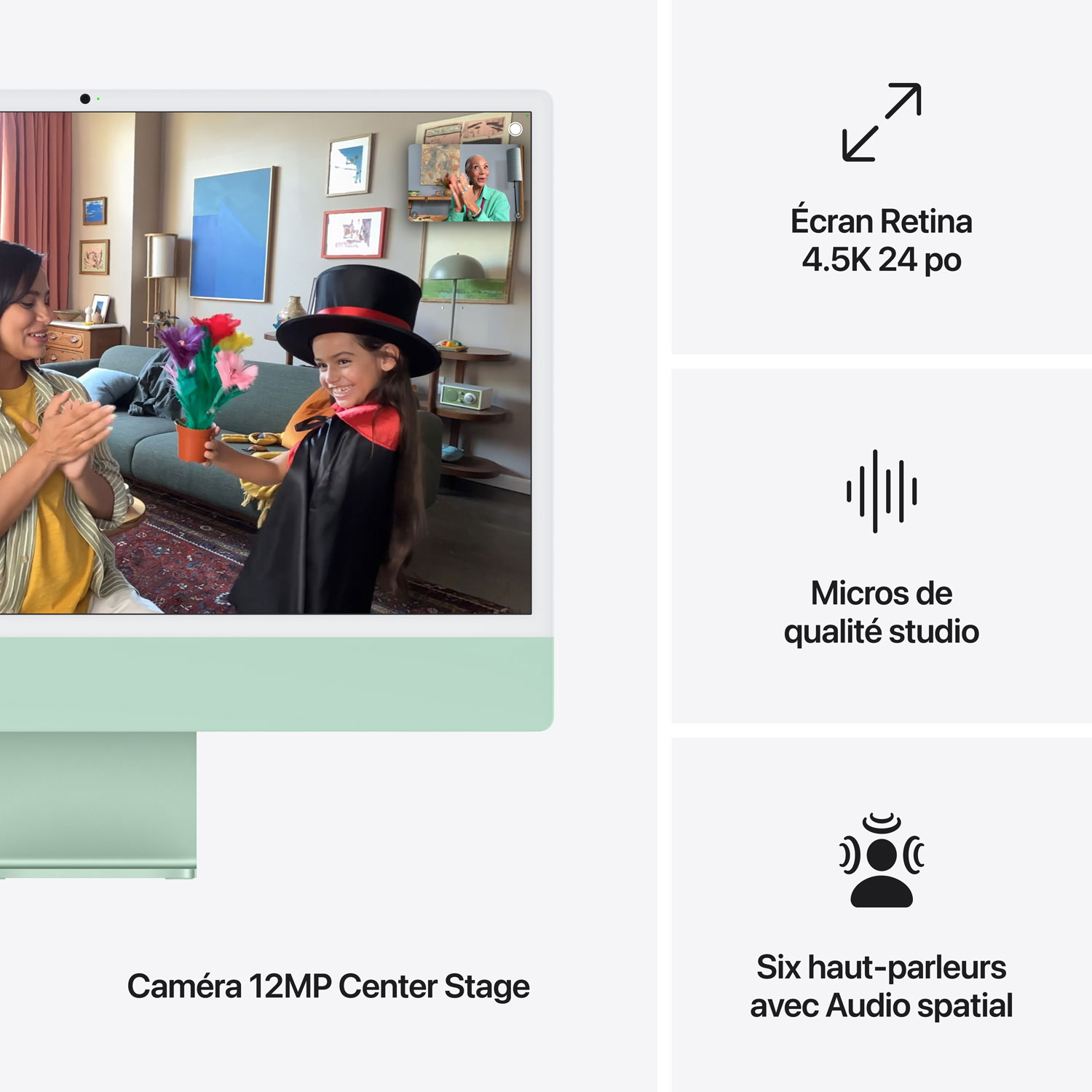 iMac de 24 po d'Apple - Vert (puce M4 d'Apple/processeur graphique 8 coeurs/RAM 16 Go/SSD 256 Go) - Anglais