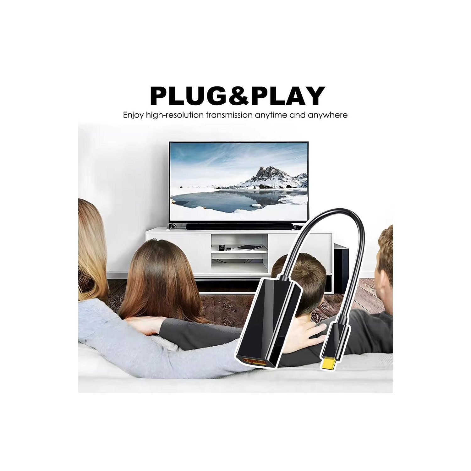 Convertisseur USB C à HDMI Adaptateur de câble HD 4K USB 3,1 pour les portables, les ordinateurs, les téléviseurs, les téléphones et les tablettes