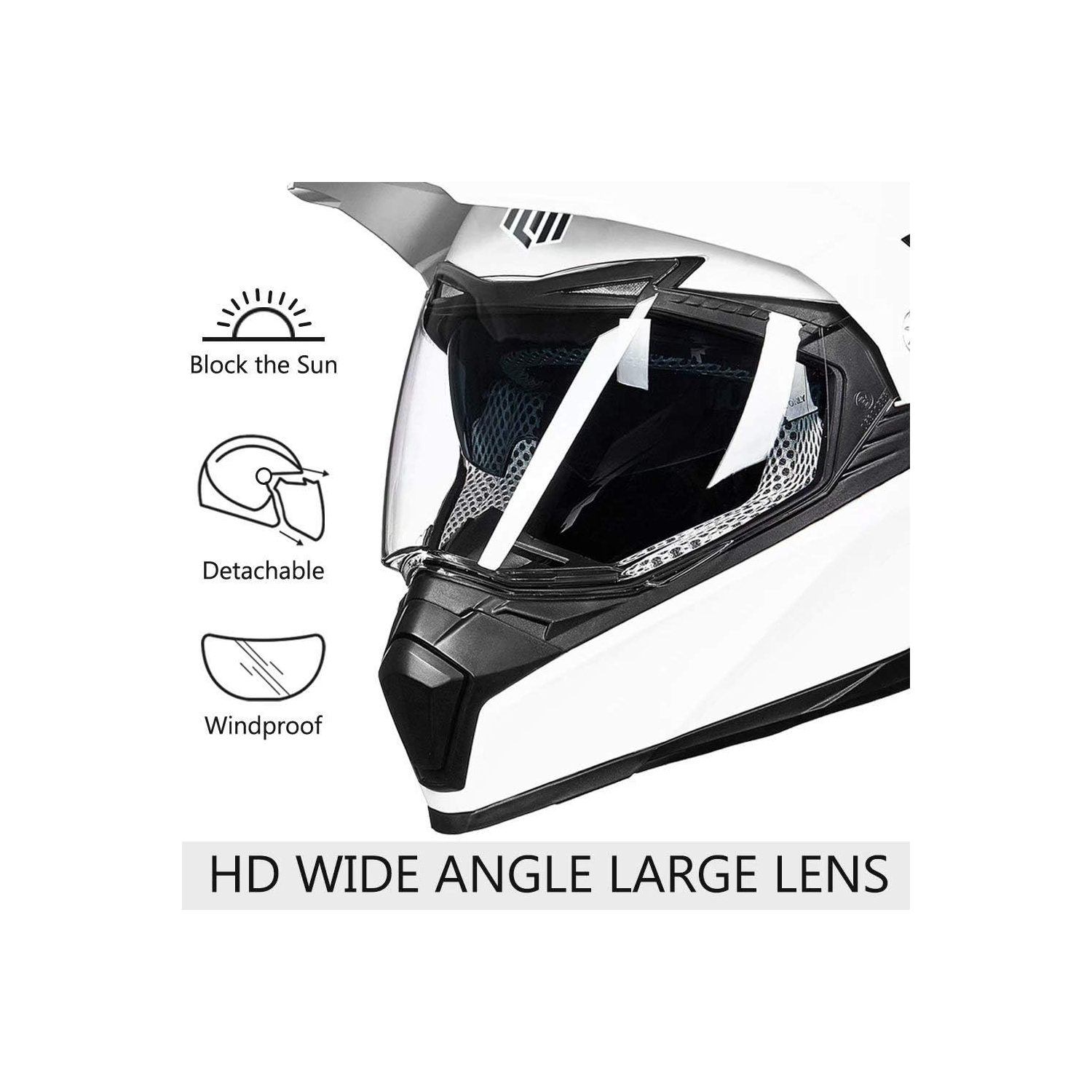 Open Box –ILM Off-Road Motorcycle Dual Sport Helmet Full Face Visor Model 606V