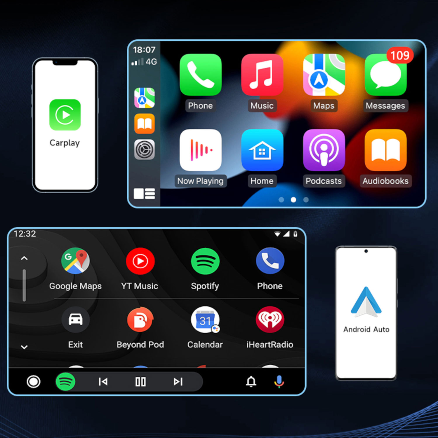 NüPower Series 7" Wireless CarPlay & Android Auto Vehicle Smart Display - Only at Best Buy