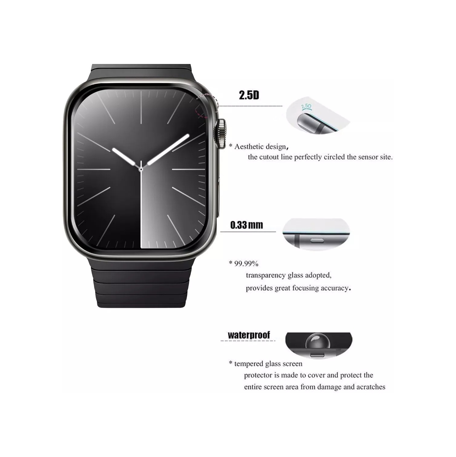 [2 packs] Protecteur d'écran incurvé 3D à couverture complète de CSmart pour Apple Watch iWatch 10, 46&nbsp;mm