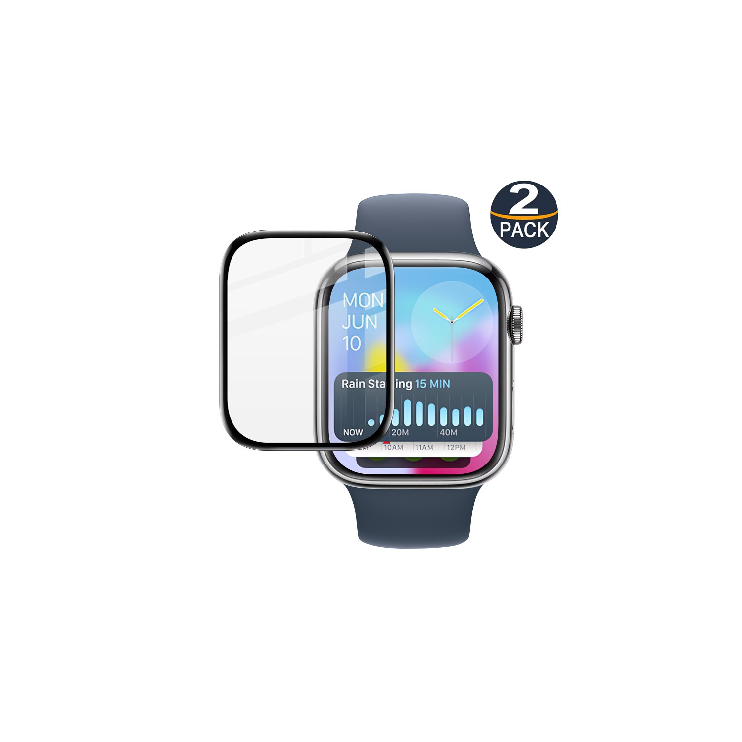 [2 packs] Protecteur d'écran incurvé 3D à couverture complète de CSmart pour Apple Watch iWatch 10, 42&nbsp;mm