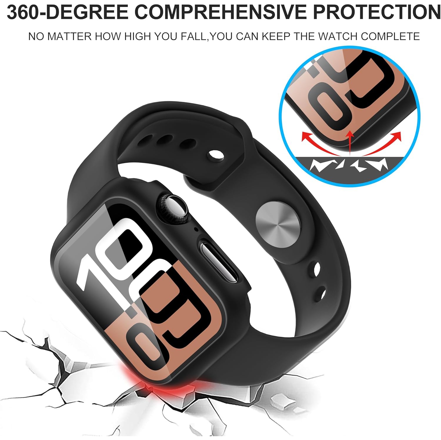 [2 paquets] Étui robuste et protecteur d'écran pour Apple Watch Series 10 42&nbsp;mm, noir