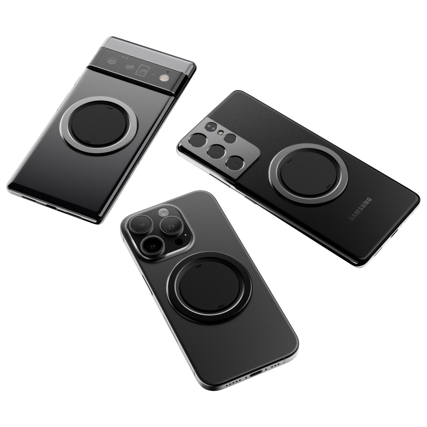 ohsnap! - Support/prise extensible universel Snap 4 Luxe avec MagSafe pour téléphone cellulaire - Noir volcanique