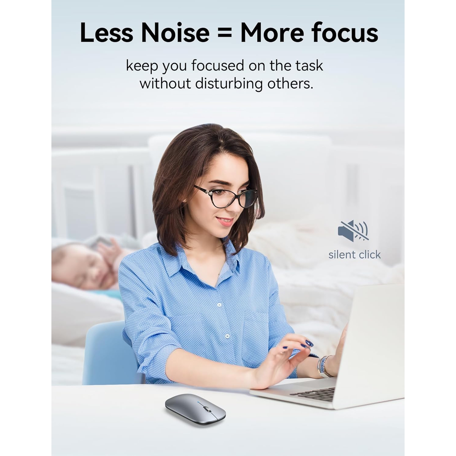 Wireless Mouse, Silent Computer Mouse with USB Receiver,4000DPI Rechargeable Portable Bluetooth Mouse for Laptop/MacBook