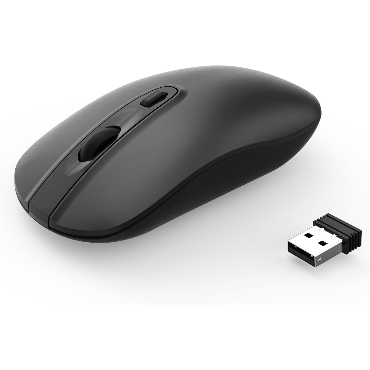 Wireless Computer Mouse, 2.4G Slim Cordless Mouse for Laptop Ergonomic Optical with Nano Receiver USB Mouse for Laptop, Deskbtop, MacBook, Battery