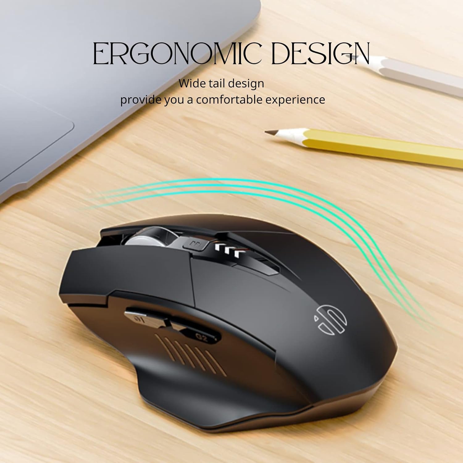 Wireless Mouse,Rechargeable Mouse Wireless 2.4G USB Computer Mouse 3 Levels DPI,Silent Wireless Mice for Laptop PC Computer, 2.4g-black