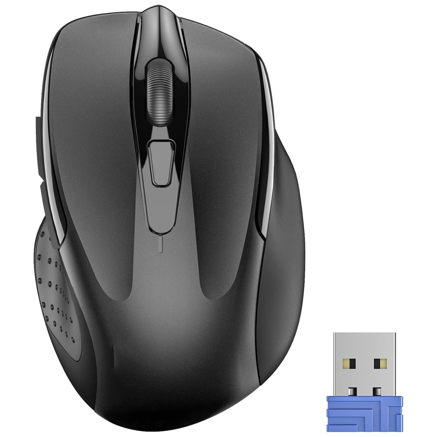 2.4G Wireless Mouse for Laptop, PC, Computer, 6 Buttons 2600 DPI, 5 Adjustment Levels, Black