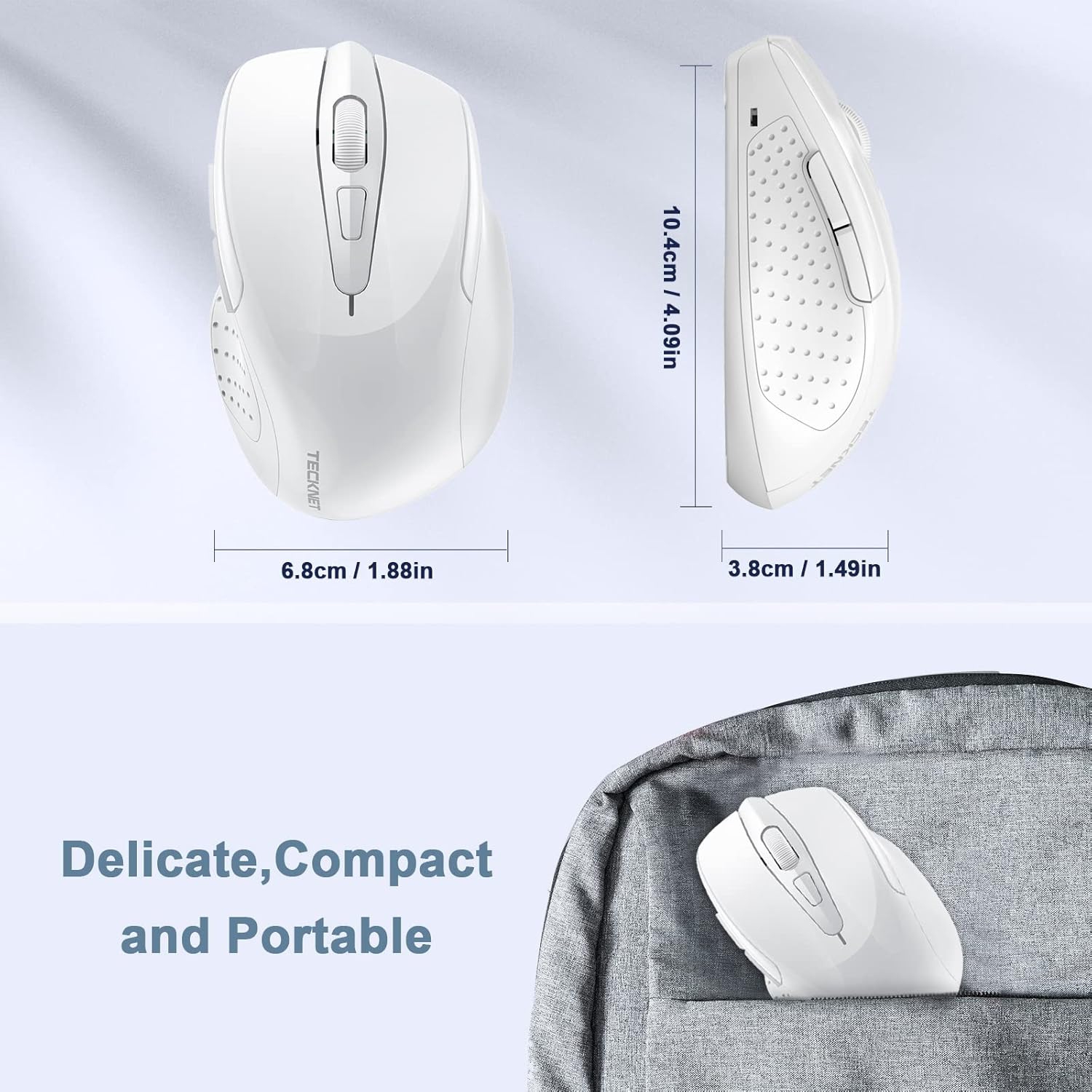 Souris sans fil 2,4 GHz pour portable, PC, ordinateur, 2600 ppp à 6 boutons, 5 niveaux de réglage, blanc