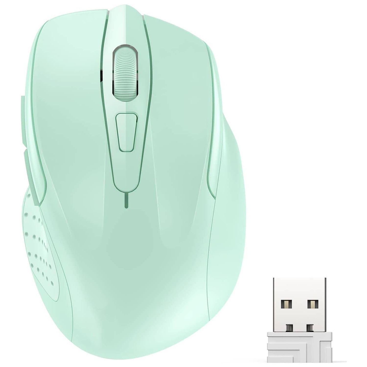 2.4G Wireless Mouse for Laptop, PC, Computer, 6 Buttons 2600 DPI, 5 Adjustment Levels, Green