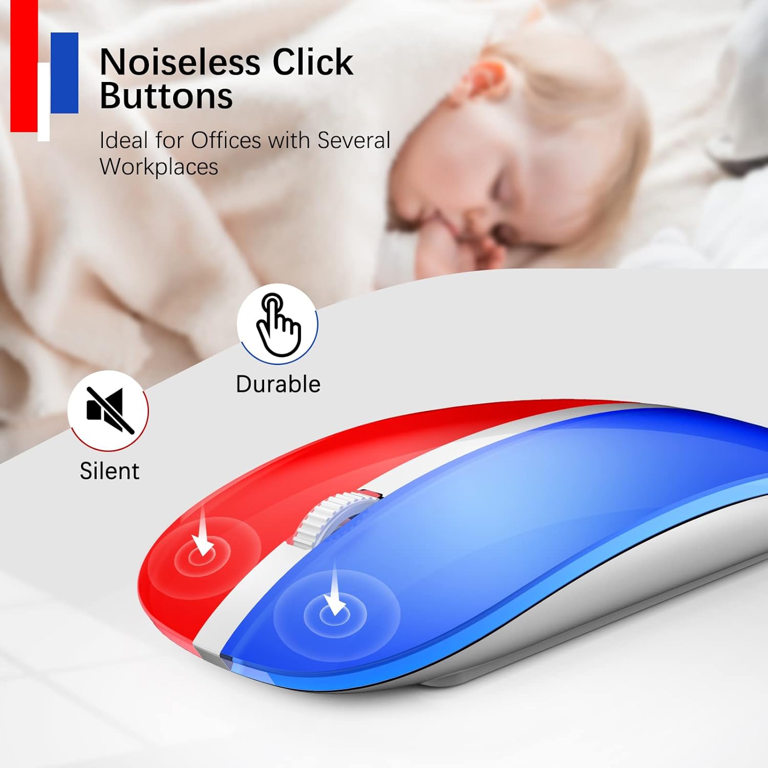 2.4G Computer Mouse Wireless, Silent Wireless Mouse, Portable Ergonomic Wireless Mouse with 5 Adjustable DPI Levels, Cordless Mouse for Desktop,