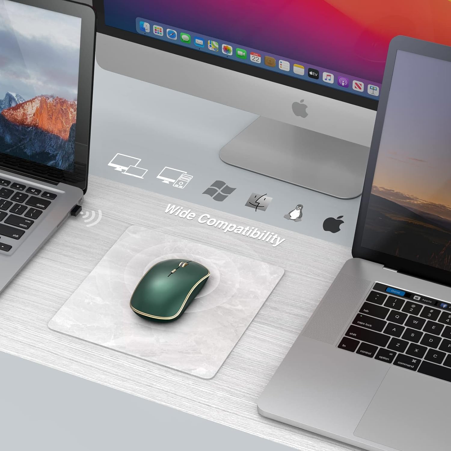 2.4G Computer Mouse Wireless, Silent Wireless Mouse, Portable Ergonomic Wireless Mouse with 5 Adjustable DPI Levels, Cordless Mouse for Desktop,