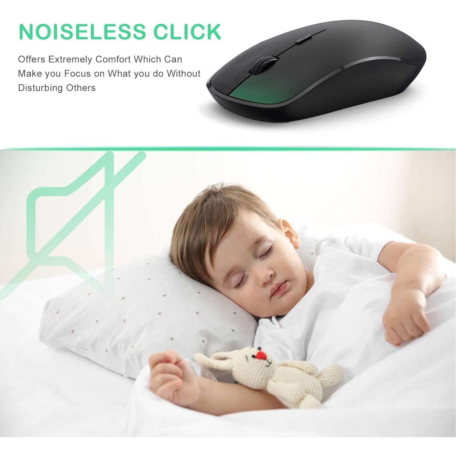 2.4G Computer Mouse Wireless, Silent Wireless Mouse, Portable Ergonomic Wireless Mouse with 5 Adjustable DPI Levels, Cordless Mouse for Desktop,