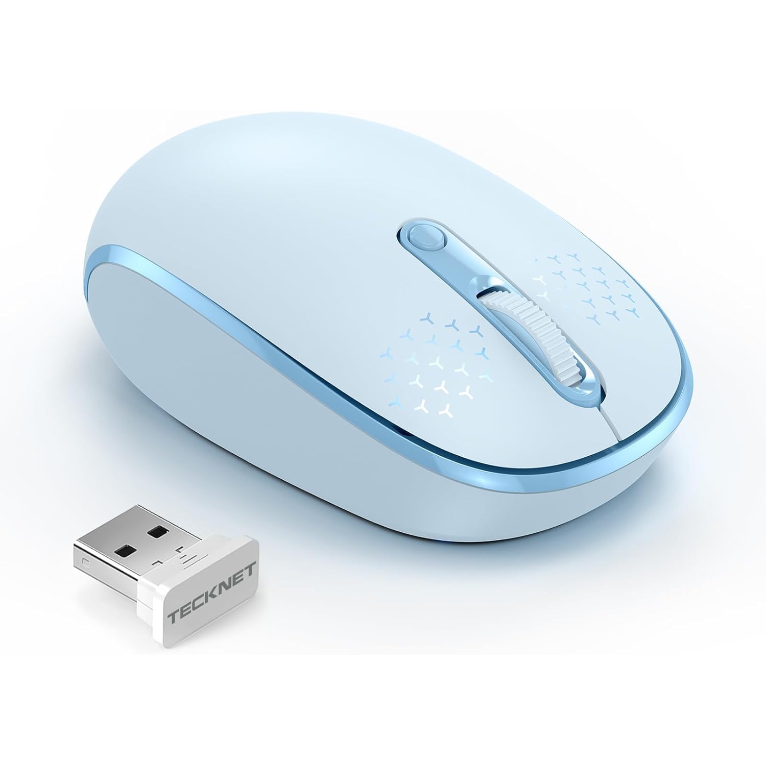 Wireless Mouse, 2.4G Quiet Computer Mouse with USB Receiver, 4 Buttons Portable Cordless Mice for Laptop, PC, Blue