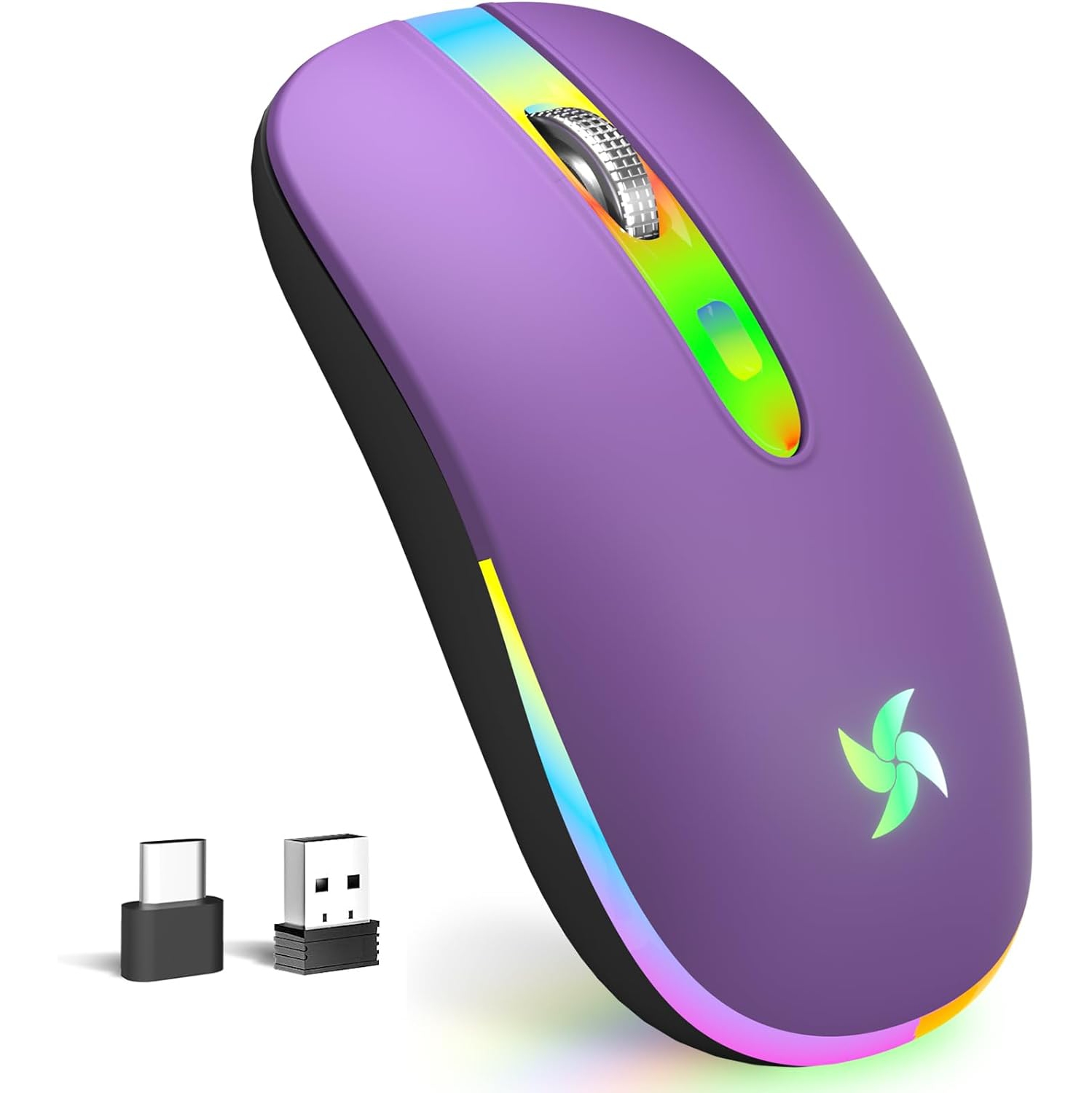 Wireless Mouse, 2.4G Portable Mouse with USB Receiver, Computer Cordless Mouse, Portable Wireless Computer Mice for Laptop, PC, Purple