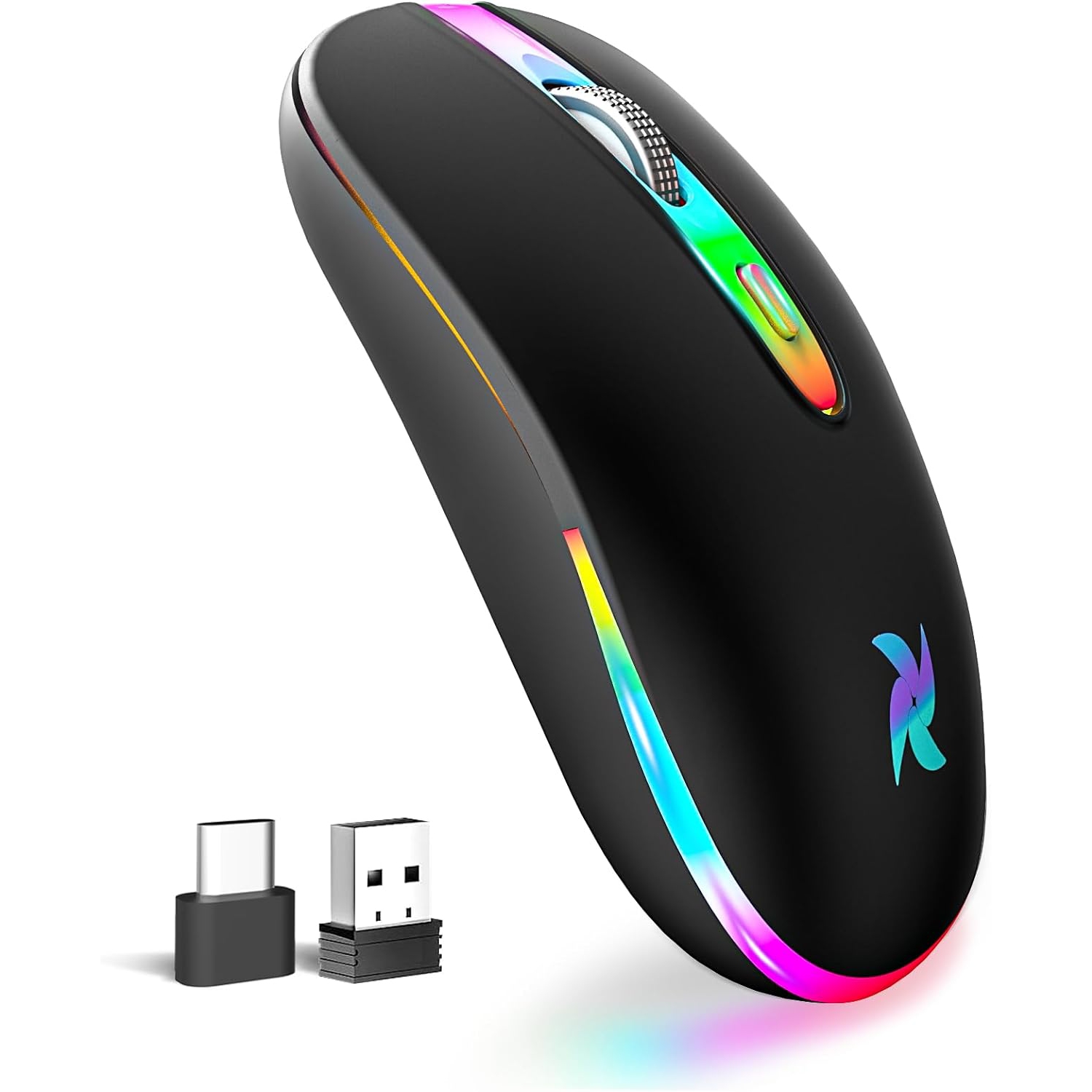 Wireless Mouse, 2.4G Portable Mouse with USB Receiver, Computer Cordless Mouse, Portable Wireless Computer Mice for Laptop, PC, Black