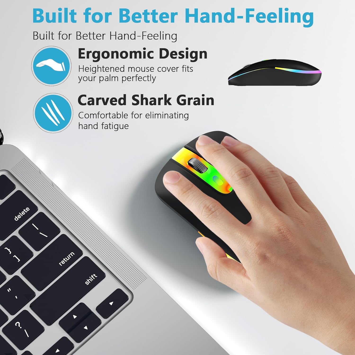 Wireless Mouse, 2.4G Portable Mouse with USB Receiver, Computer Cordless Mouse, Portable Wireless Computer Mice for Laptop, PC, Black