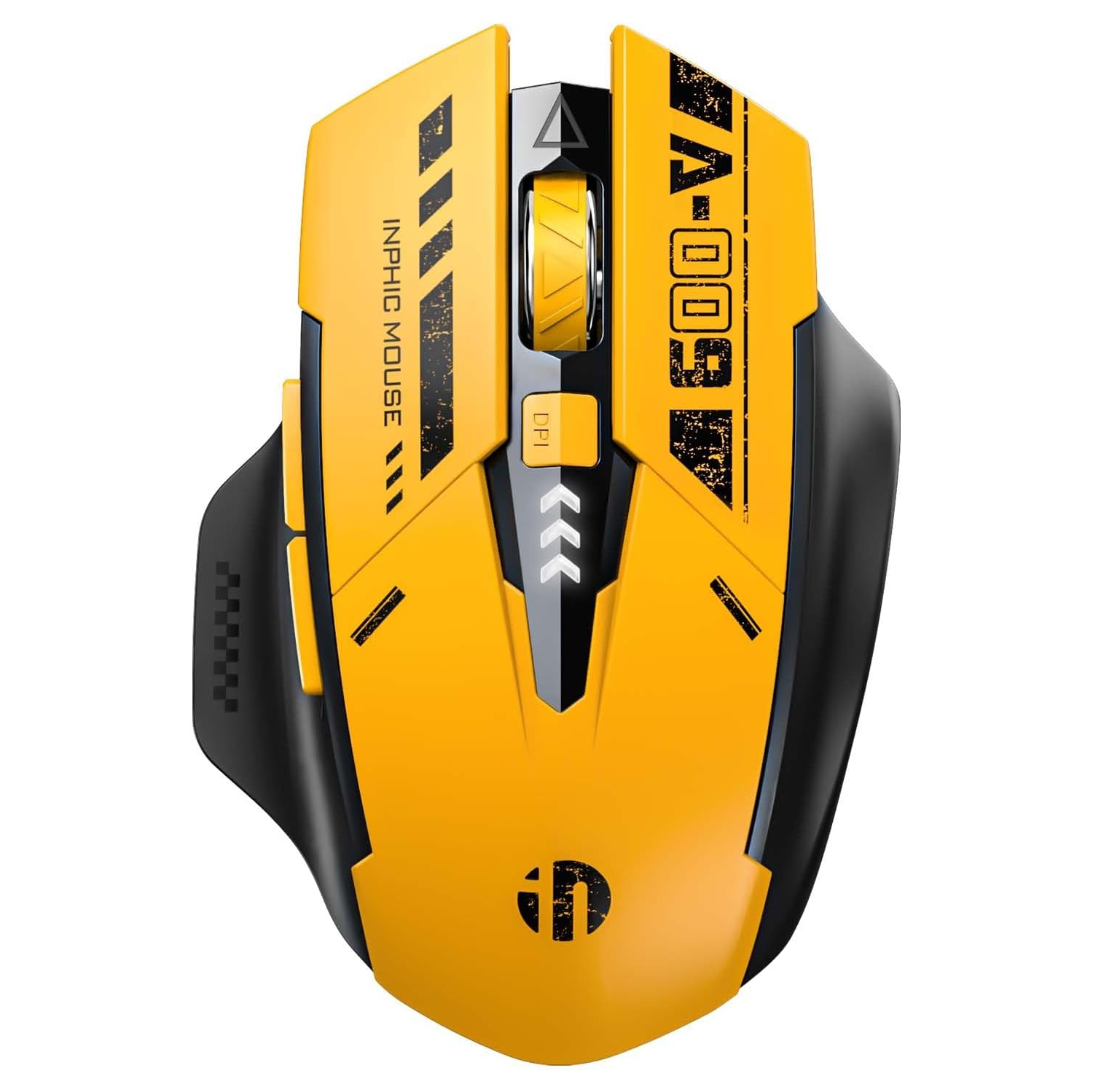 Bluetooth Mouse Wireless Rechargeable Mecha Mouse for Multi-Device, Battery Visible Computer Mouse, Yellow