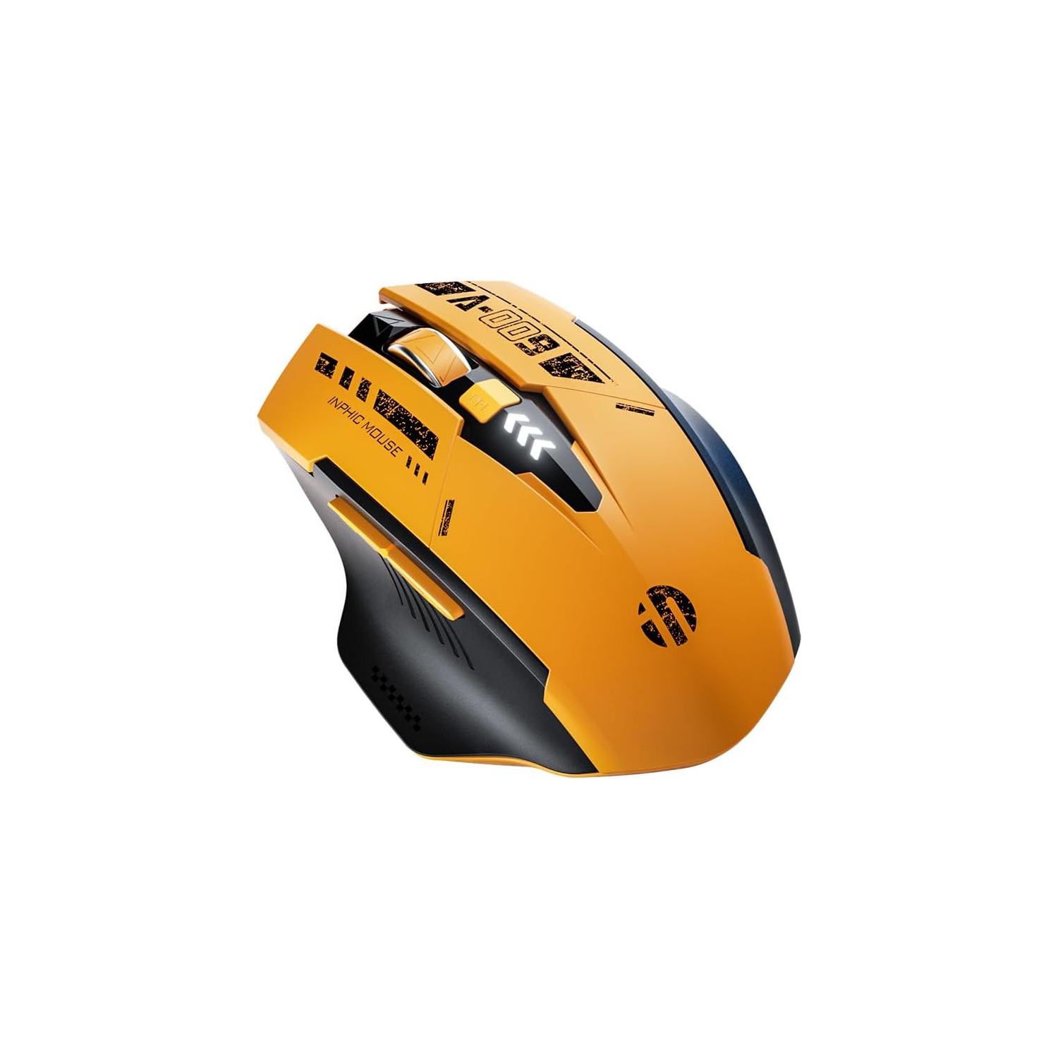 Bluetooth Mouse Wireless Rechargeable Mecha Mouse for Multi-Device, Battery Visible Computer Mouse, Yellow