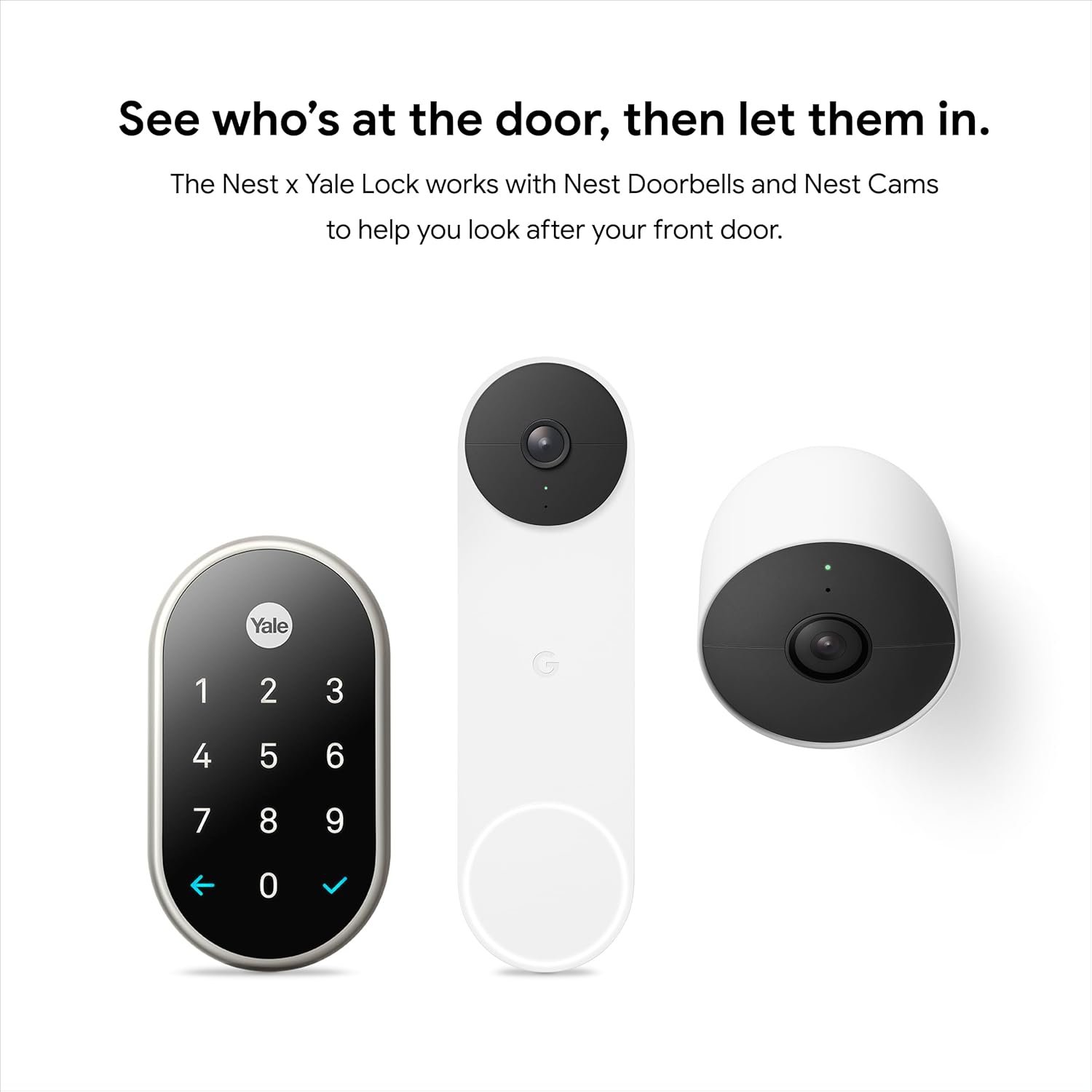 Google Nest x Yale Lock - Tamper-Proof Smart Lock for Keyless Entry - Keypad Deadbolt Lock for Front Door - Works with Nest Secure Alarm System -