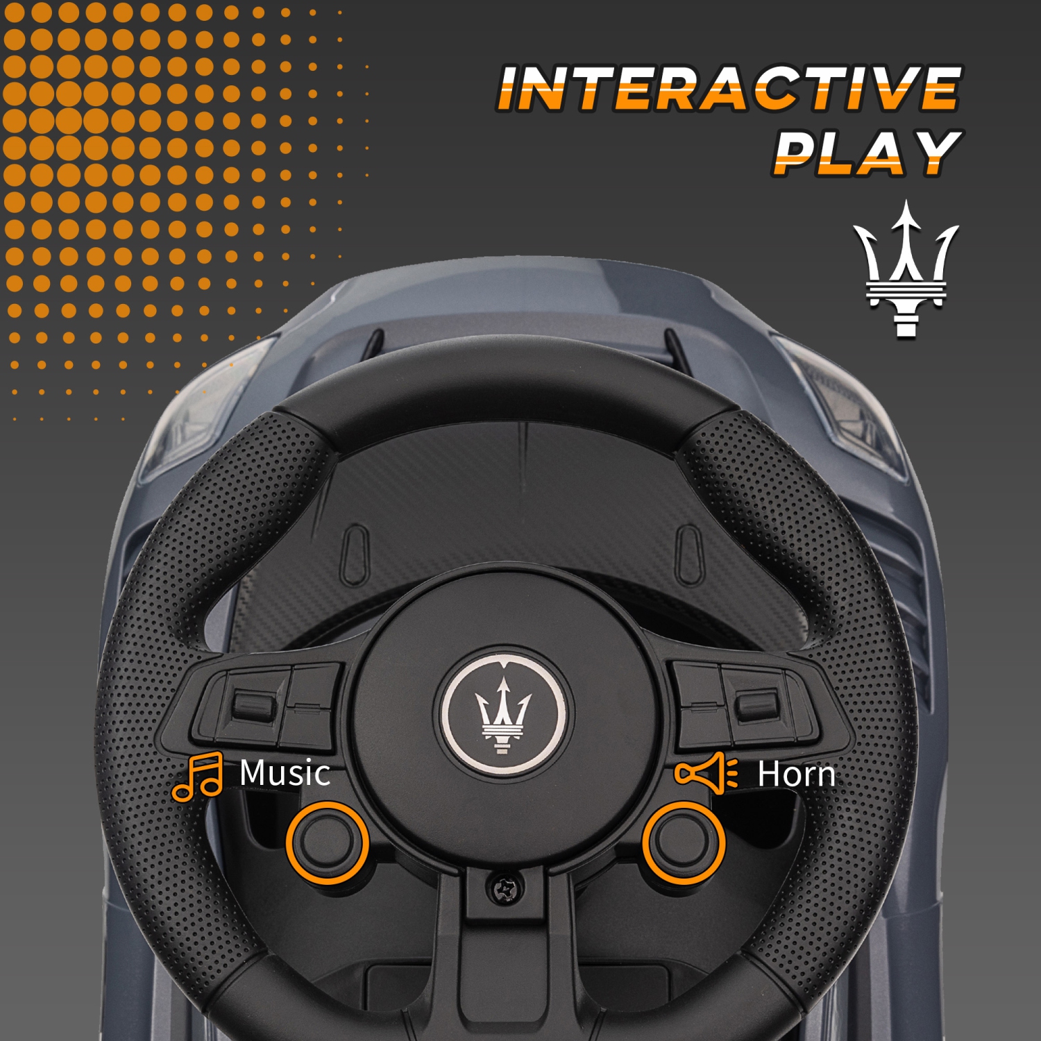 Qaba Maserati GT2 Licensed Sit to Stand Baby Car, Ride on Toy for Toddlers, Kids Sliding Car Style with Under Seat Storage, LED Headlights Music MP3,