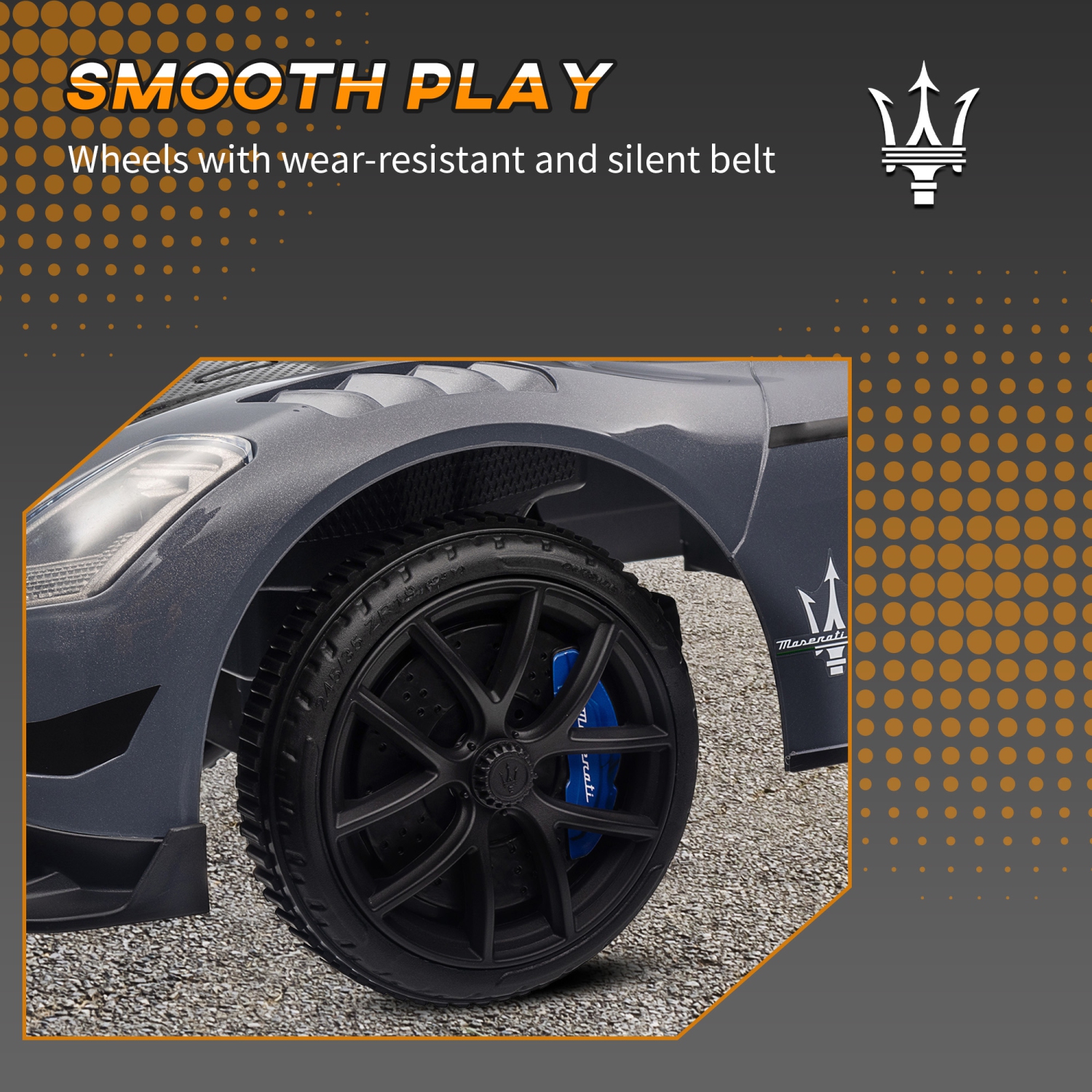 Qaba Maserati GT2 Licensed Sit to Stand Baby Car, Ride on Toy for Toddlers, Kids Sliding Car Style with Under Seat Storage, LED Headlights Music MP3,