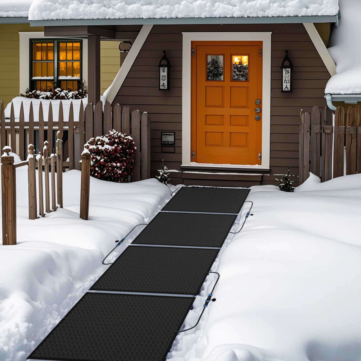 Costway 2 PCS 30" x 30" Heated Snow Melting Mat with 3 in/h Speed Non-Slip Rubber Walkway