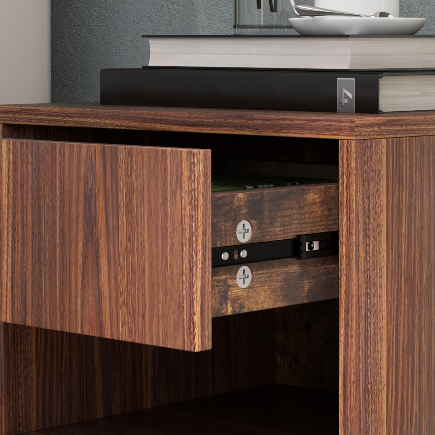 Ensemble de 2 tables de chevet flottantes de HOMCOM, table de chevet murale avec tiroir et tablette, table de bout pour chambre, brun