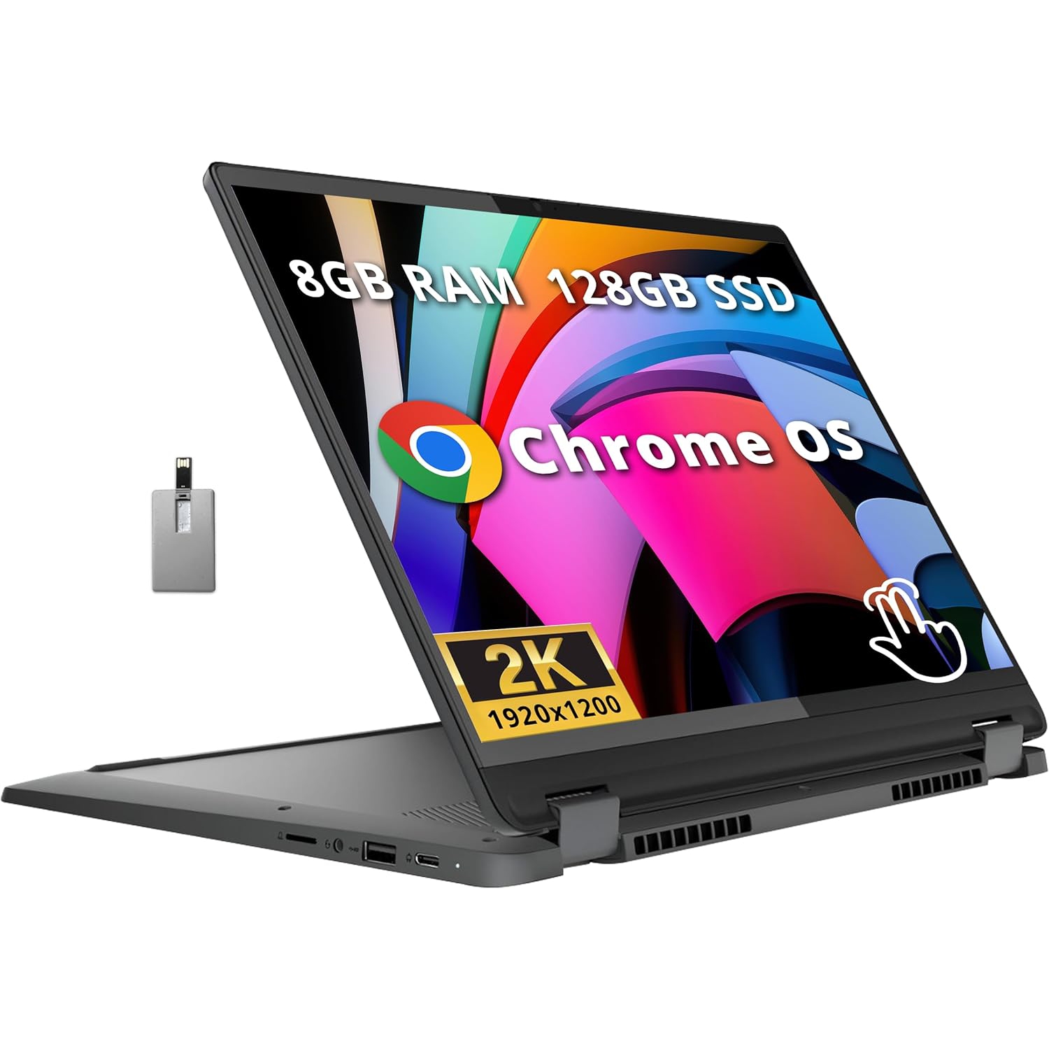 Refurbished (Excellent) - Lenovo IdeaPad Flex 5i 14" FHD 2-in-1 Touchscreen Chromebook Plus Laptop, Intel Core i3-1315U, 8GB RAM, 128GB SSD, Backlit Kb, Webcam, Wi-Fi 6E, Gray