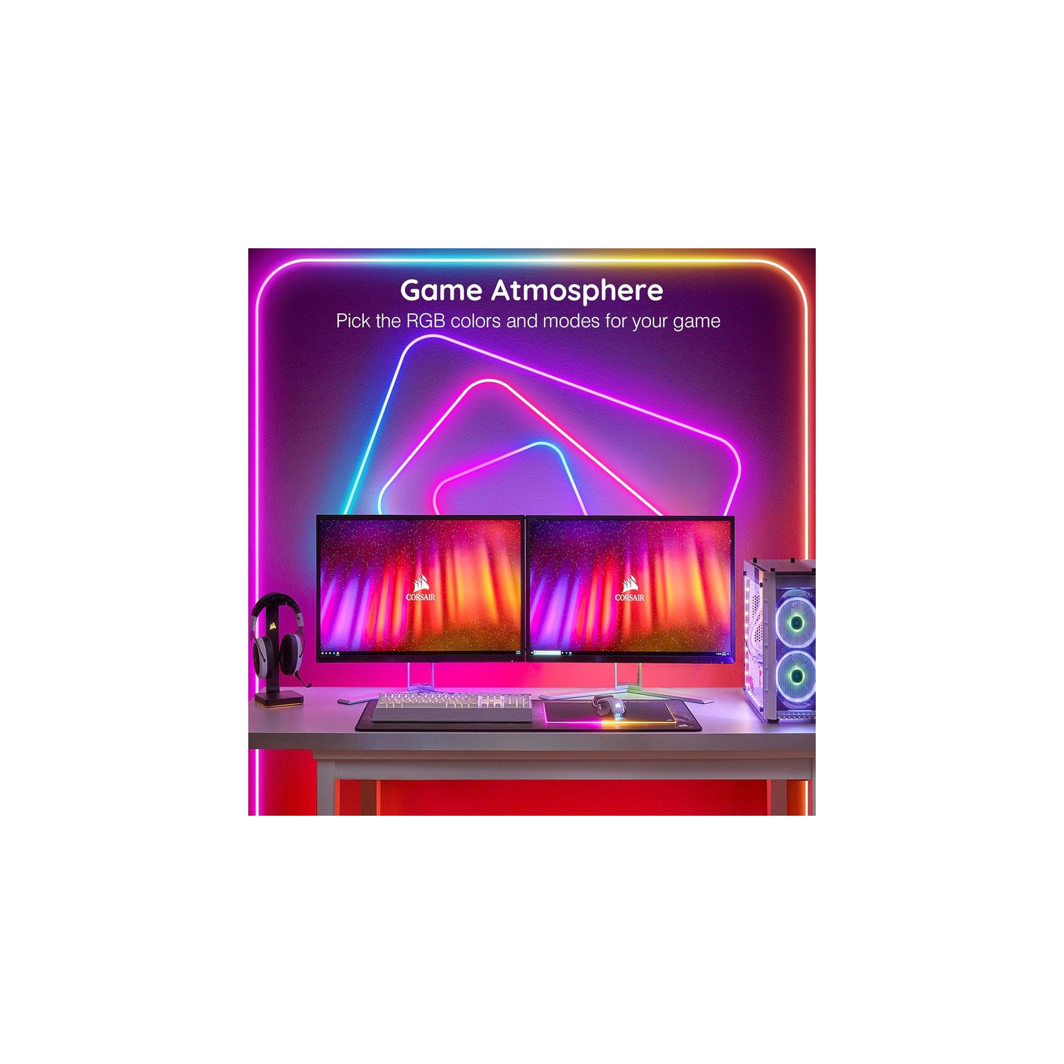 Corde lumineuse DEL fluorescente de 100 pi d'Ollny Decor, contrôle avec application/télécommande, lampes fluorescentes RVB d'extérieur IP65 étanches,