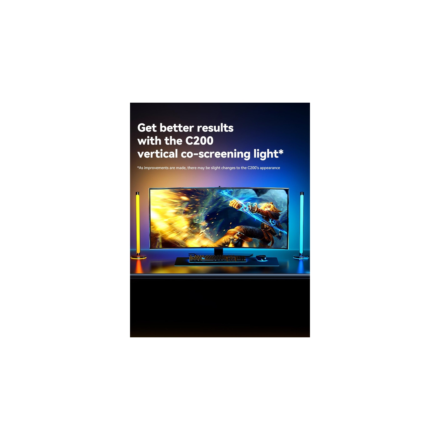 Ollny Decor 24 in Monitor LED Backlights, LED Strip Lights That Sync with Screen Color or Music, RGBIC Computer Light Bar Behind Monitor, USB