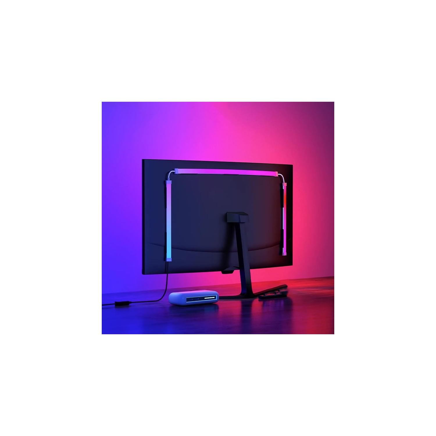 Ollny Decor 24 in Monitor LED Backlights, LED Strip Lights That Sync with Screen Color or Music, RGBIC Computer Light Bar Behind Monitor, USB