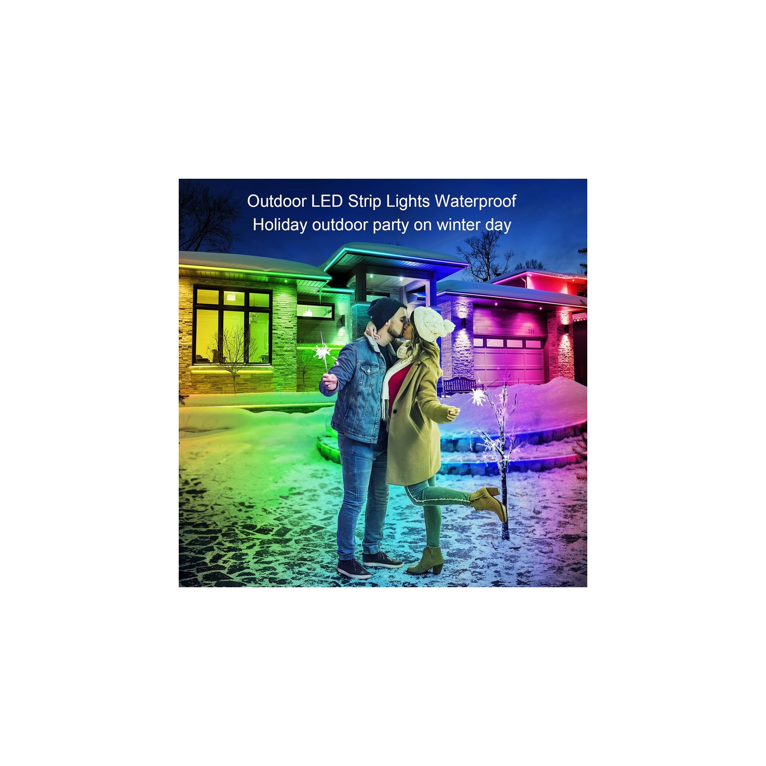 Bande lumineuse extérieure DEL 50&nbsp;pi d'Ollny Decor Lights étanche, bandes lumineuses extérieures DEL IP68 étanches avec application et