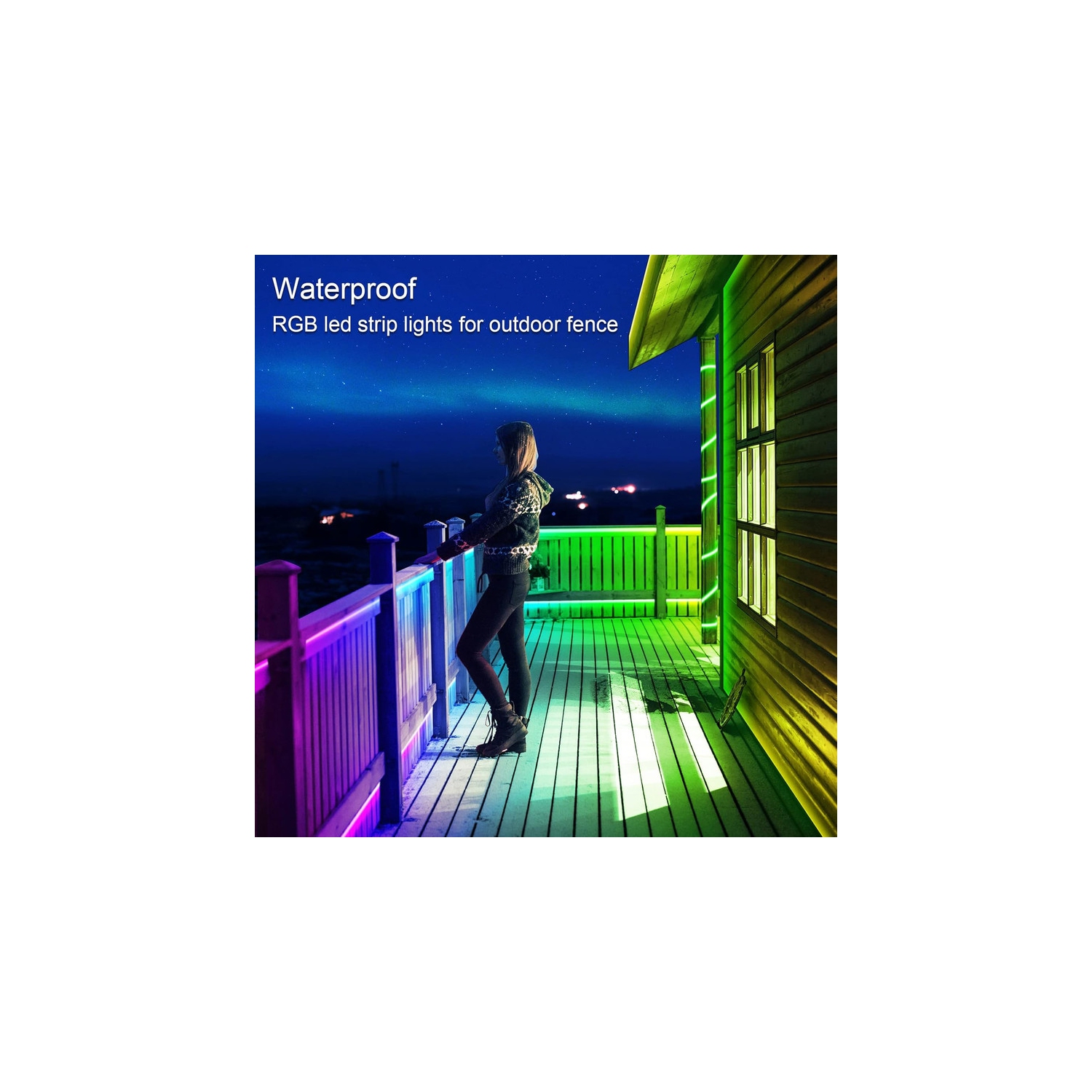 Bande lumineuse extérieure DEL 50&nbsp;pi d'Ollny Decor Lights étanche, bandes lumineuses extérieures DEL IP68 étanches avec application et