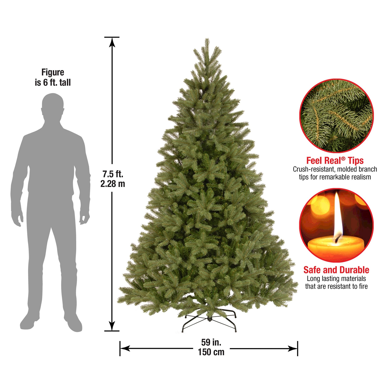 National Tree 7.5 Foot "Feel Real" Downswept Douglas Fir Tree, Hinged