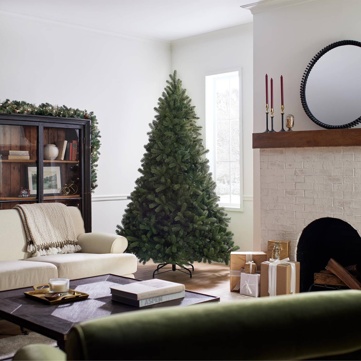 National Tree 7.5 Foot "Feel Real" Downswept Douglas Fir Tree, Hinged