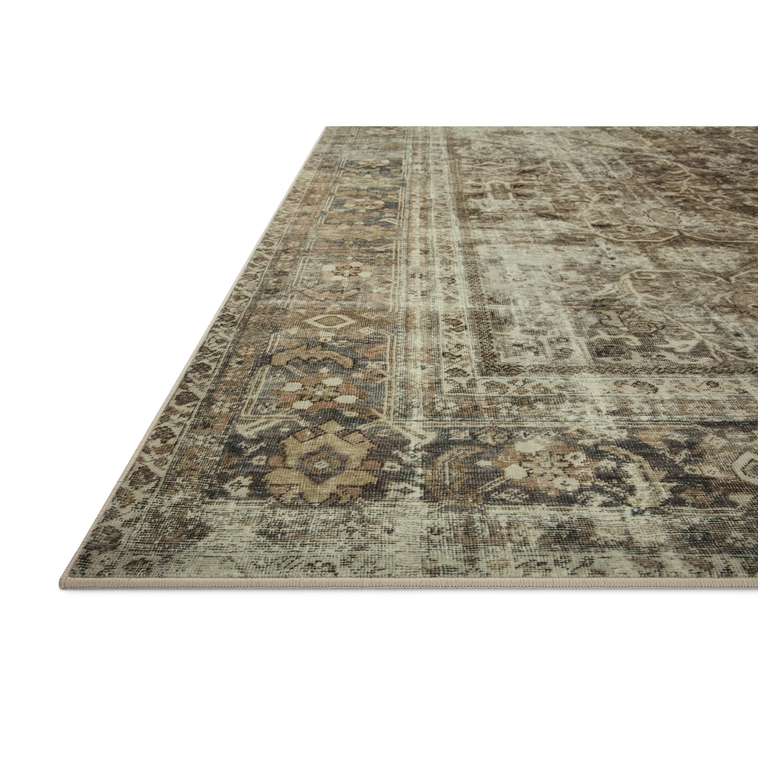 Magnolia Home by Joanna Gaines x Loloi Sinclair SIN-01 Collection Machine Washable Pebble/Taupe 5'-0" x 7'-0" Area Rug