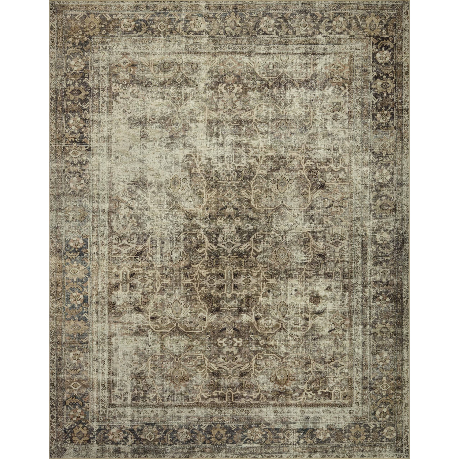 Magnolia Home by Joanna Gaines x Loloi Sinclair SIN-01 Collection Machine Washable Pebble/Taupe 5'-0" x 7'-0" Area Rug