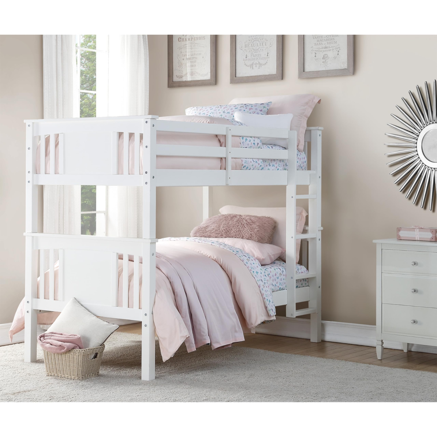 DHP Dylan Twin Over Twin Wood Bunk Bed, White