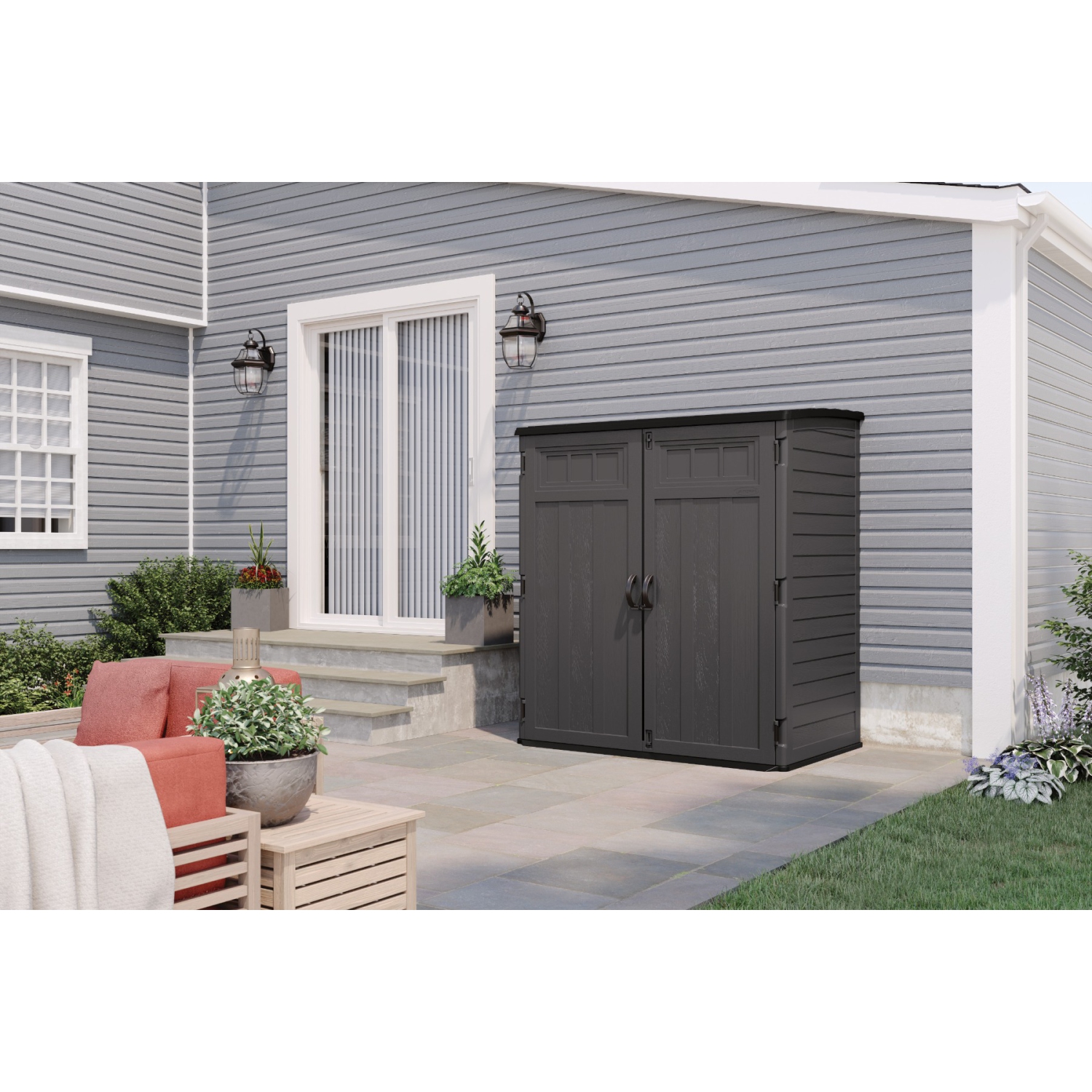 Suncast - XL Vertical Shed 106 cu. ft. - Peppercorn