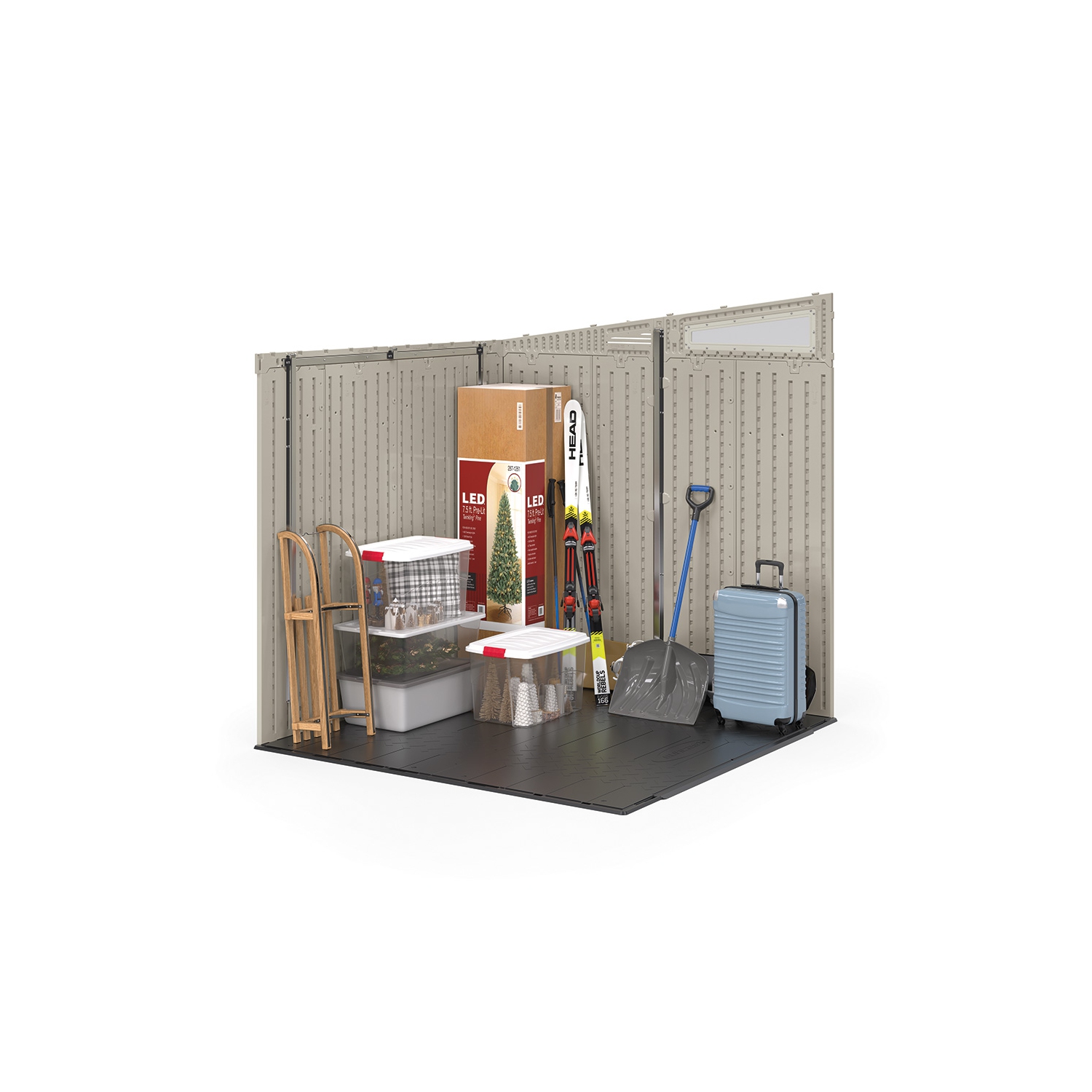 Suncast - Remise de rangement Modernist 7 x 7 pi - Vanille/Gris tourterelle