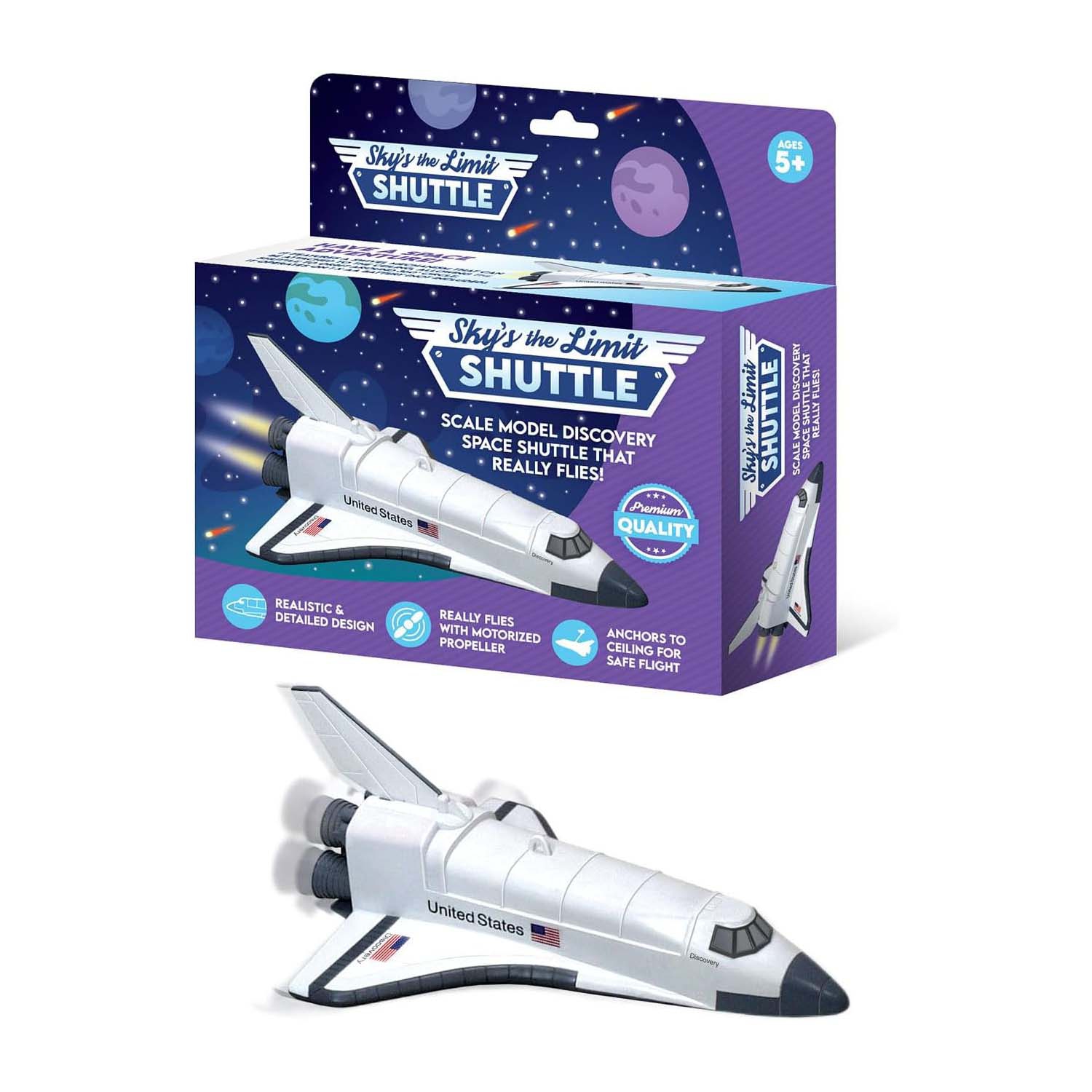 Sky's The Limit Motorized Space Shuttle with 360° Swivel – Battery-Operated Ceiling Display Model for Kids' Rooms & Space Enthusiasts