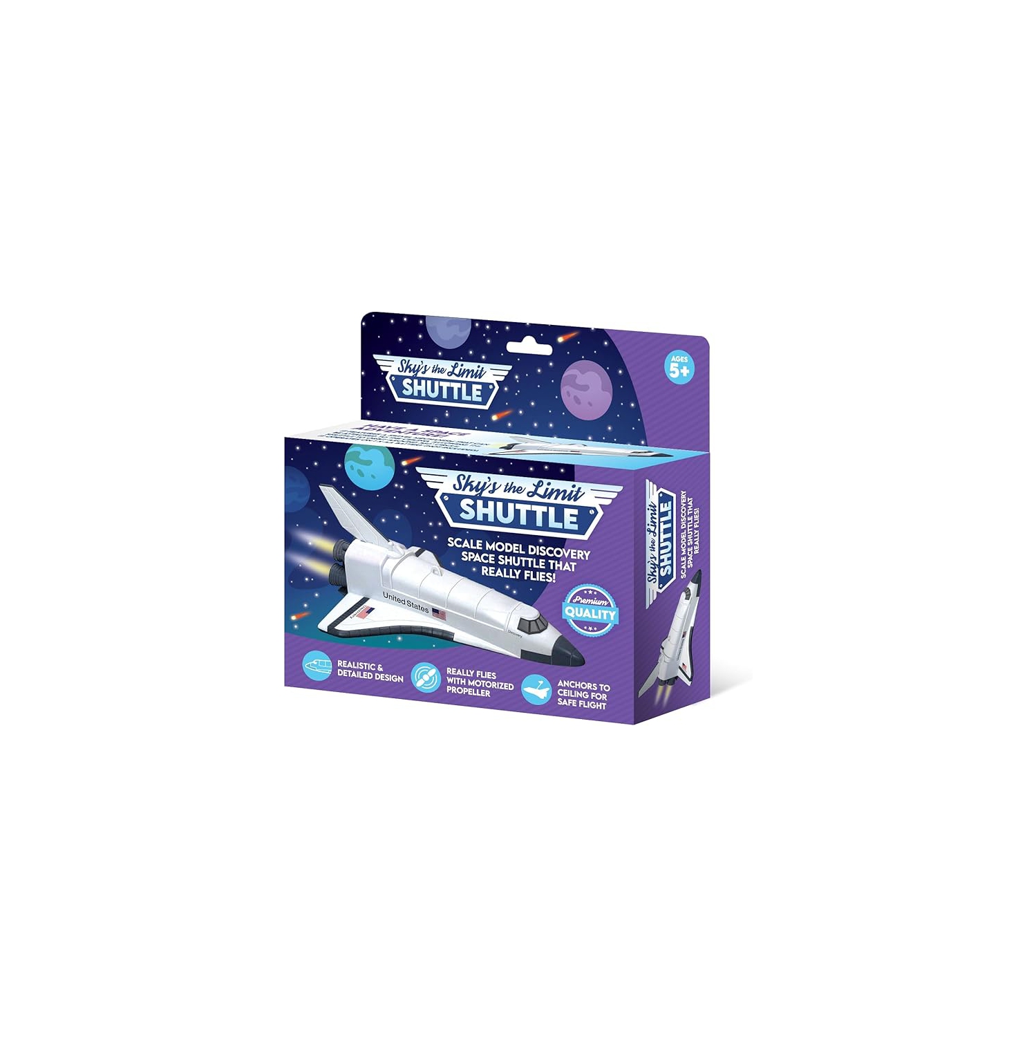 Sky's The Limit Motorized Space Shuttle with 360° Swivel – Battery-Operated Ceiling Display Model for Kids' Rooms & Space Enthusiasts