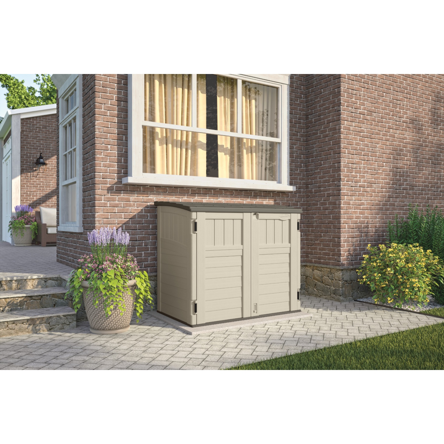 Suncast - 34 cu.ft. Horizontal Shed - Vanilla w/Stoney Roof