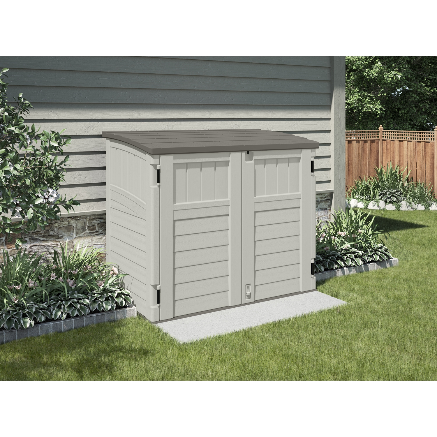 Suncast - 34 cu.ft. Horizontal Shed - Vanilla w/Stoney Roof