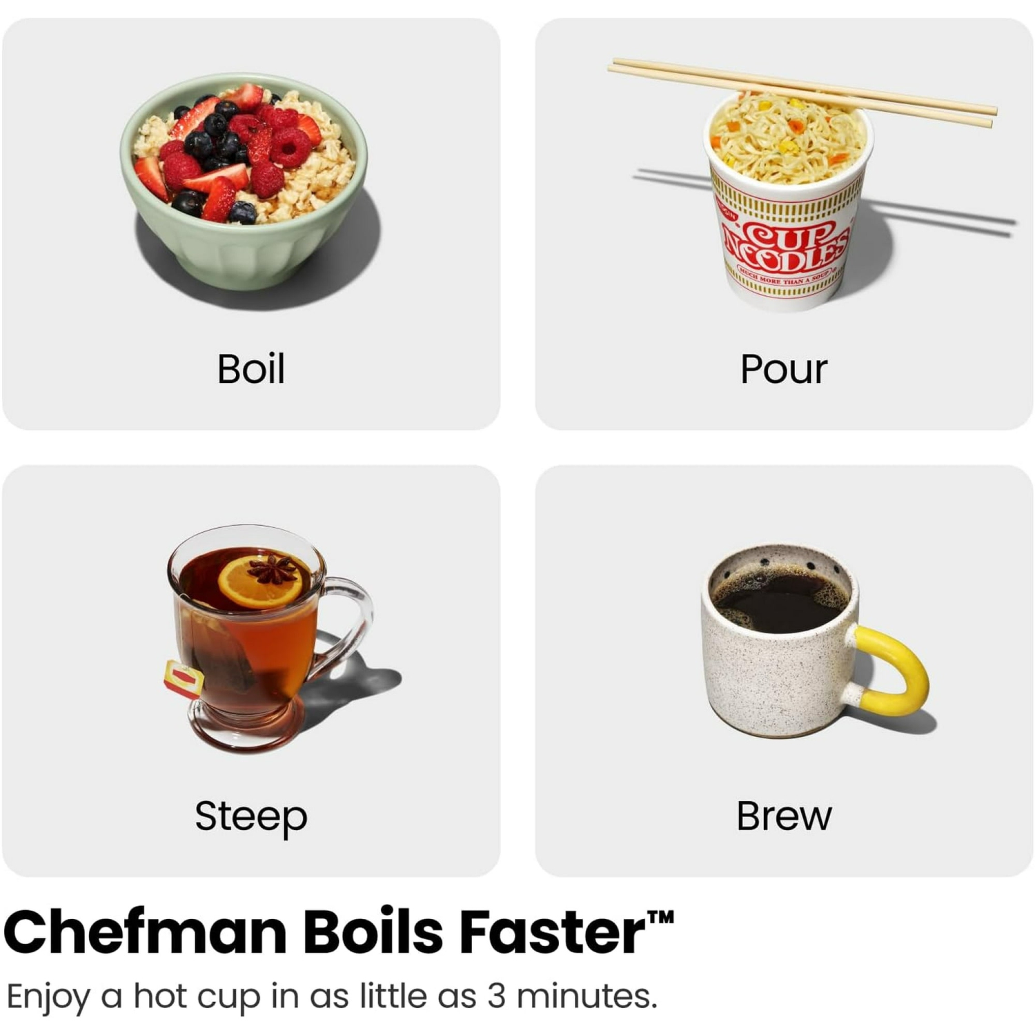 Chefman 1.8L Glass Electric Kettle, Fast Boiling W/ LED Light, Auto Shutoff, Removable Tea Infuser - Stainless Steel