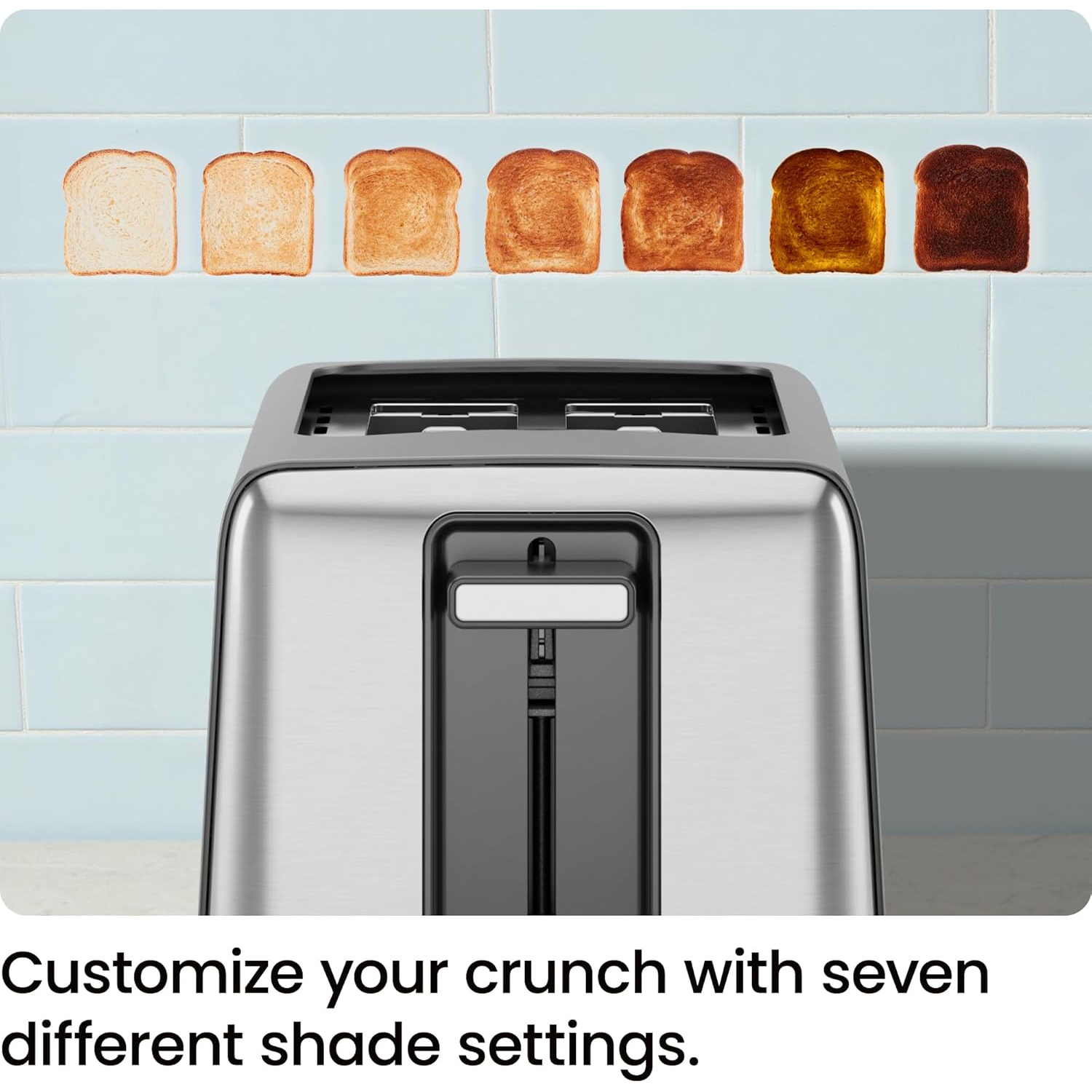 Chefman 2 Slice Toaster with 7 Shade Settings, Removable Crumb Tray, Bagel & Defrost Modes - Black